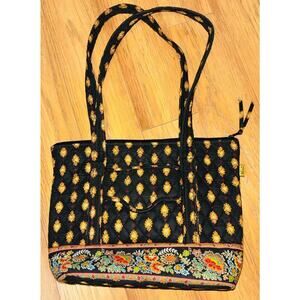 MaggiB Cotton Quilted Purse Handbag Tote Inner and Outer Pockets Paisley